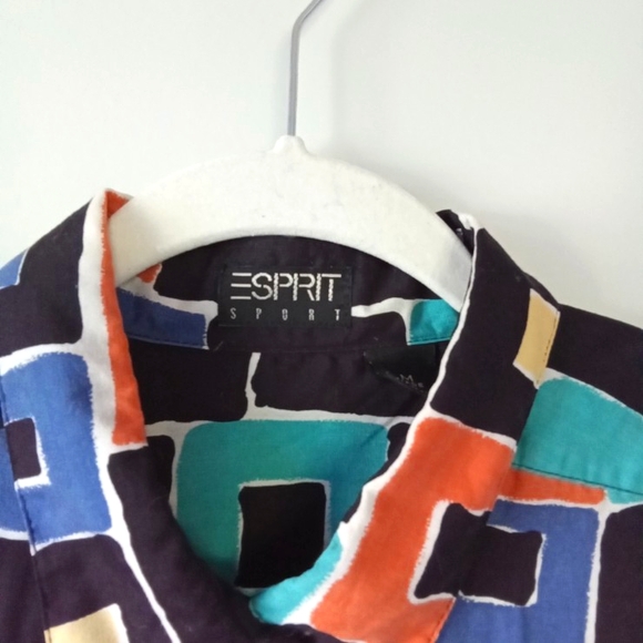 Vintage 1980s Esprit Sport Print Blouse - Picture 4 of 5